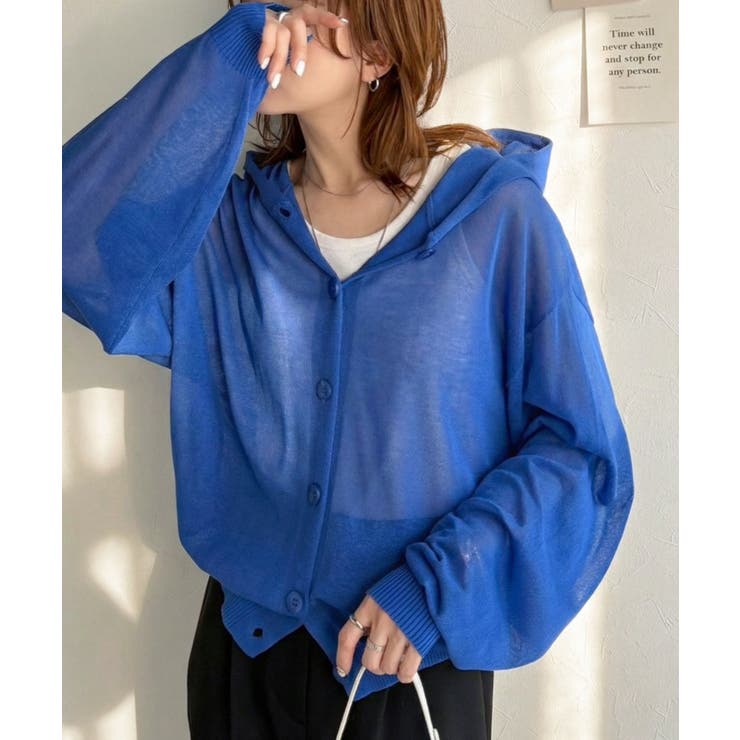 ブルー | 透け感を楽しむ大人のサマーニット♪リラックスシルエットで体型カバーも◎シアーサマ… | Classical Elf 