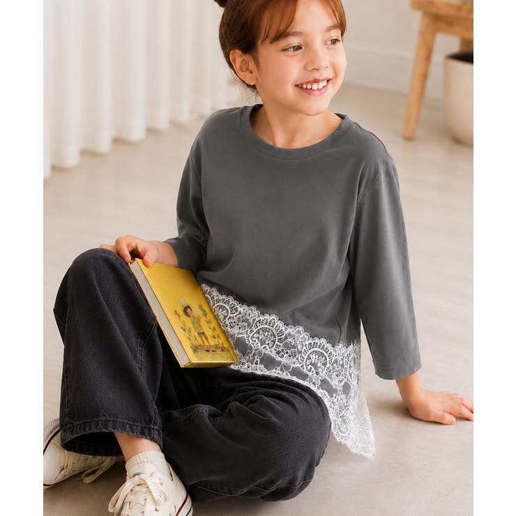 大人のきれいめカジュアル、体型も美しくカバー。裾レースカットソードッキングTシャ… | Classical Elf  | 詳細画像51 