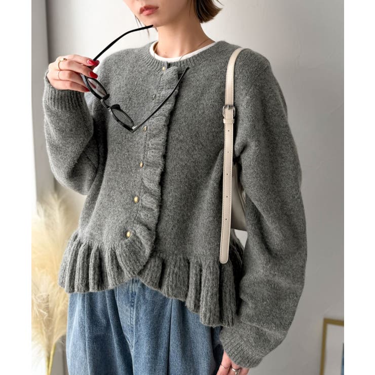 ふわっと甘く、上品に。フリルが彩る、ふわもちフリル金ボタンニットカーディガン（長… | Classical Elf  | 詳細画像21 