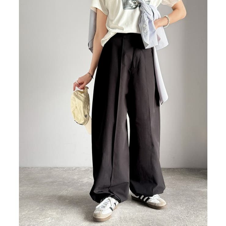 ゆるっとキメる、タックで魅せる。裾ドロスト入り前後タックワイドパンツ | Classical Elf  | 詳細画像9 