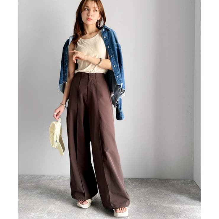 ゆるっとキメる、タックで魅せる。裾ドロスト入り前後タックワイドパンツ | Classical Elf  | 詳細画像21 