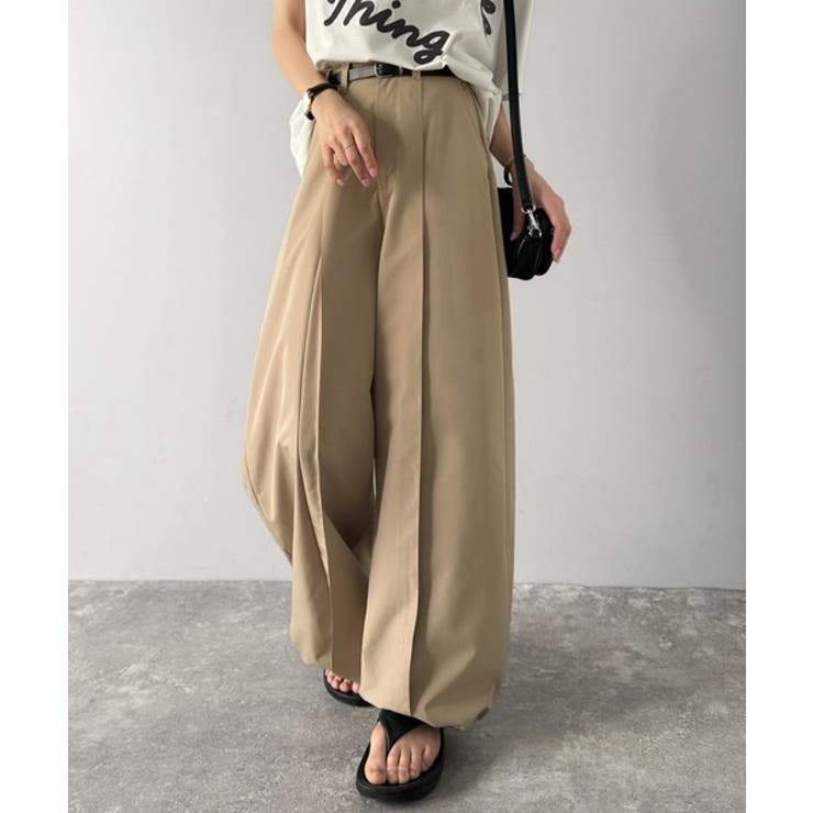 ゆるっとキメる、タックで魅せる。裾ドロスト入り前後タックワイドパンツ | Classical Elf  | 詳細画像27 