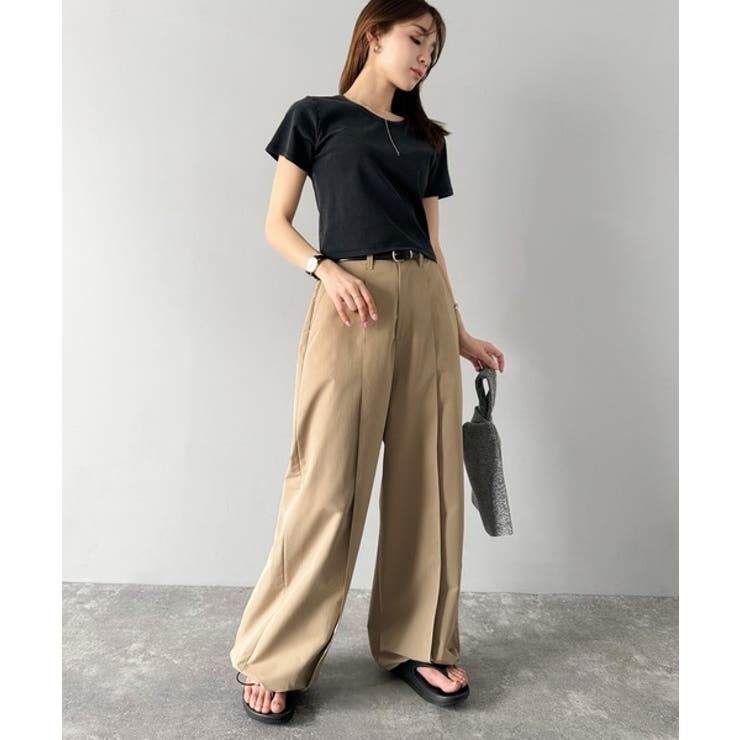 ゆるっとキメる、タックで魅せる。裾ドロスト入り前後タックワイドパンツ | Classical Elf  | 詳細画像29 