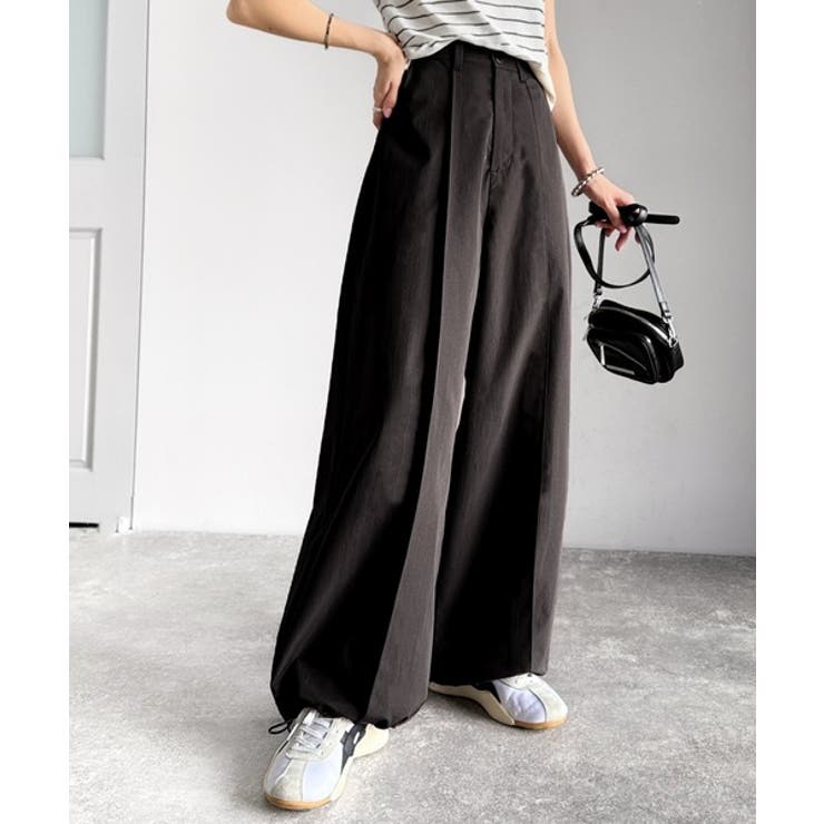 ゆるっとキメる、タックで魅せる。裾ドロスト入り前後タックワイドパンツ | Classical Elf  | 詳細画像2 