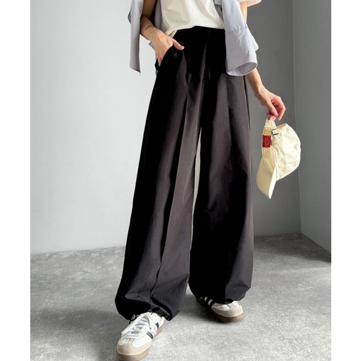 ゆるっとキメる、タックで魅せる。裾ドロスト入り前後タックワイドパンツ | Classical Elf  | 詳細画像3 