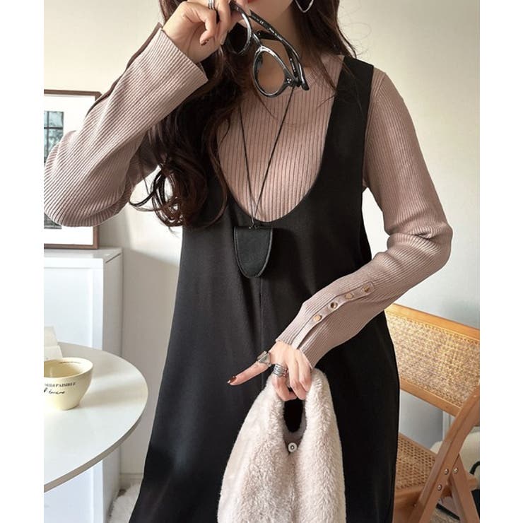 着心地ラクチン×お洒落見え♪深Uネックオールインワンサロペットパンツ | Classical Elf  | 詳細画像9 