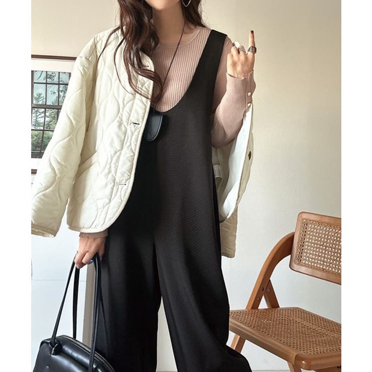 着心地ラクチン×お洒落見え♪深Uネックオールインワンサロペットパンツ | Classical Elf  | 詳細画像10 