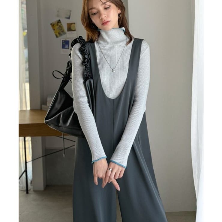 着心地ラクチン×お洒落見え♪深Uネックオールインワンサロペットパンツ | Classical Elf  | 詳細画像12 