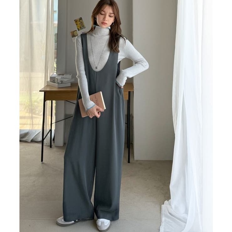 着心地ラクチン×お洒落見え♪深Uネックオールインワンサロペットパンツ | Classical Elf  | 詳細画像13 