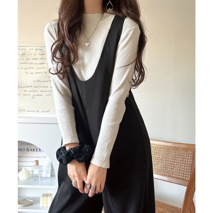 着心地ラクチン×お洒落見え♪深Uネックオールインワンサロペットパンツ | Classical Elf  | 詳細画像1 