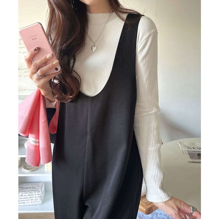 着心地ラクチン×お洒落見え♪深Uネックオールインワンサロペットパンツ | Classical Elf  | 詳細画像2 