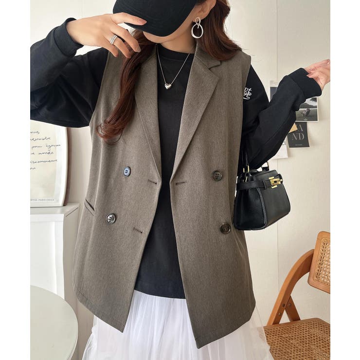 いつものコーデに重ねるだけ。即、今っぽこなれ感。ダブルジャケットジレベスト | Classical Elf  | 詳細画像8 