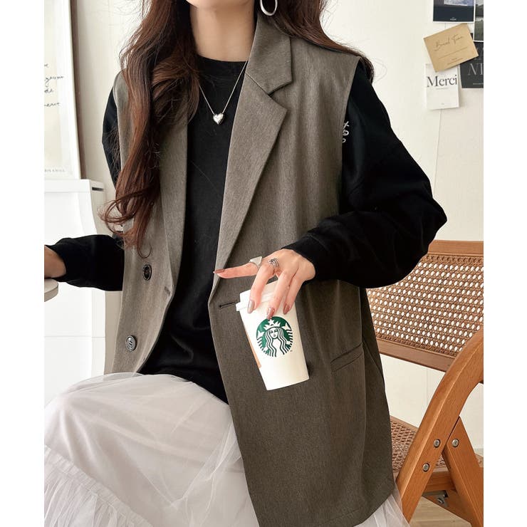 いつものコーデに重ねるだけ。即、今っぽこなれ感。ダブルジャケットジレベスト | Classical Elf  | 詳細画像12 