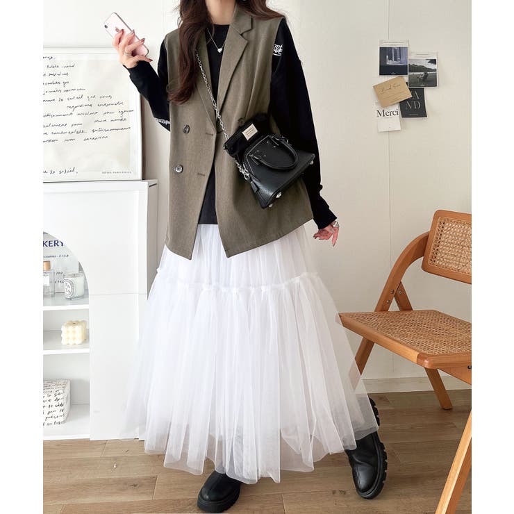 いつものコーデに重ねるだけ。即、今っぽこなれ感。ダブルジャケットジレベスト | Classical Elf  | 詳細画像13 