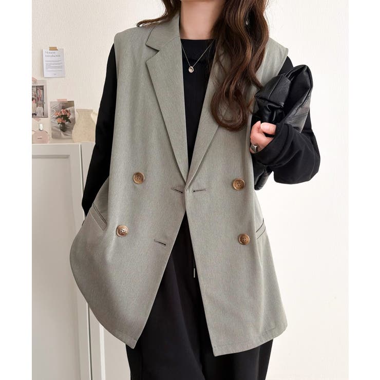 いつものコーデに重ねるだけ。即、今っぽこなれ感。ダブルジャケットジレベスト | Classical Elf  | 詳細画像18 