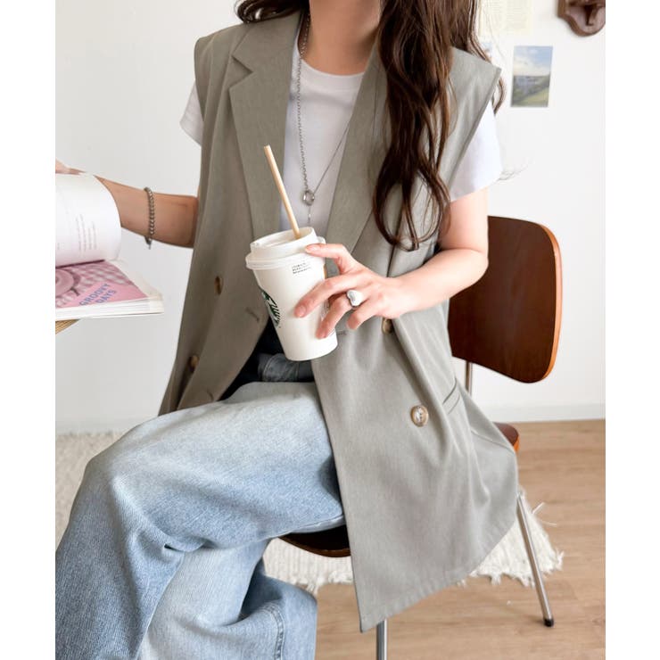 いつものコーデに重ねるだけ。即、今っぽこなれ感。ダブルジャケットジレベスト | Classical Elf  | 詳細画像20 