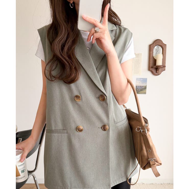 いつものコーデに重ねるだけ。即、今っぽこなれ感。ダブルジャケットジレベスト | Classical Elf  | 詳細画像22 