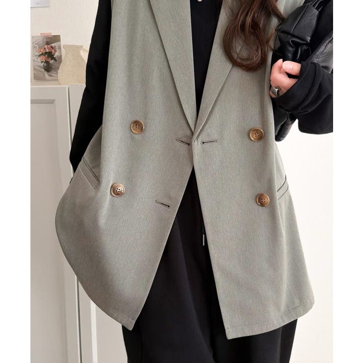 いつものコーデに重ねるだけ。即、今っぽこなれ感。ダブルジャケットジレベスト | Classical Elf  | 詳細画像27 