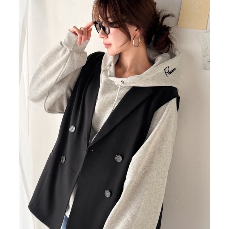 いつものコーデに重ねるだけ。即、今っぽこなれ感。ダブルジャケットジレベスト | Classical Elf  | 詳細画像2 