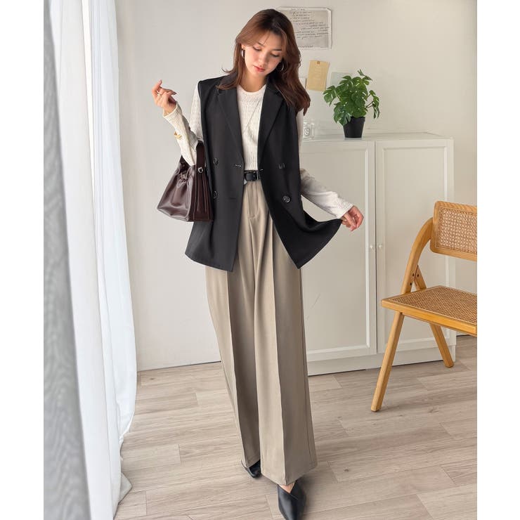 いつものコーデに重ねるだけ。即、今っぽこなれ感。ダブルジャケットジレベスト | Classical Elf  | 詳細画像4 