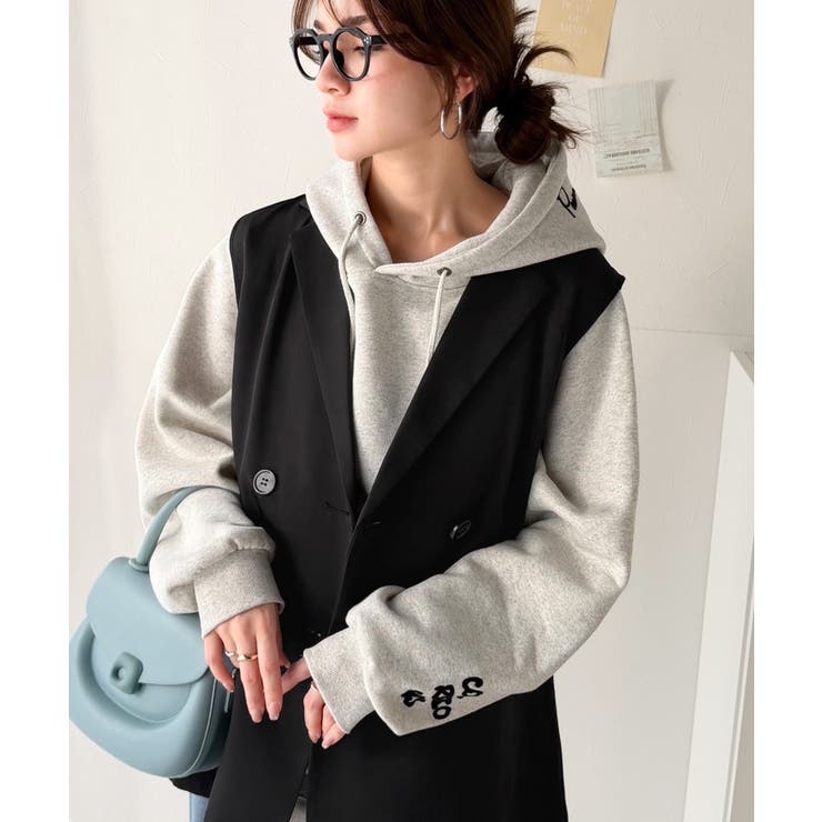 いつものコーデに重ねるだけ。即、今っぽこなれ感。ダブルジャケットジレベスト | Classical Elf  | 詳細画像6 