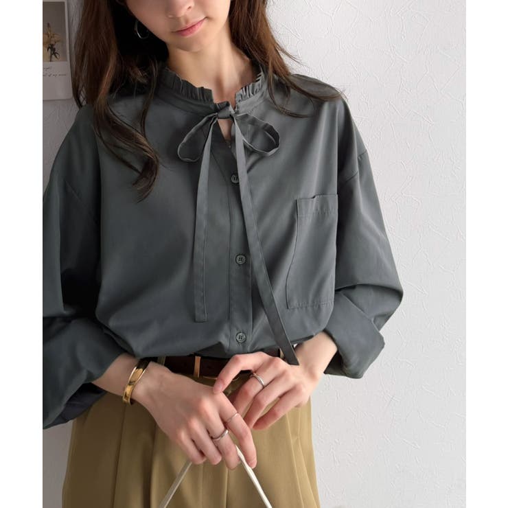 【防シワ機能付き】華やかフリルで印象チェンジ。前後2WAYで楽しむ、襟フリルリボ… | Classical Elf  | 詳細画像21 