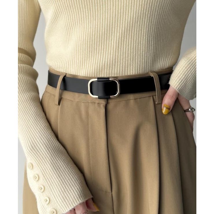 上質レザーでスタイリングを格上げ◎牛床革ピンレススクエアーバックルレザーベルト | Classical Elf  | 詳細画像8