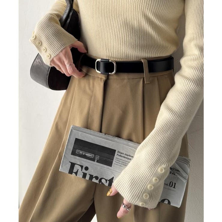 上質レザーでスタイリングを格上げ◎牛床革ピンレススクエアーバックルレザーベルト | Classical Elf  | 詳細画像11