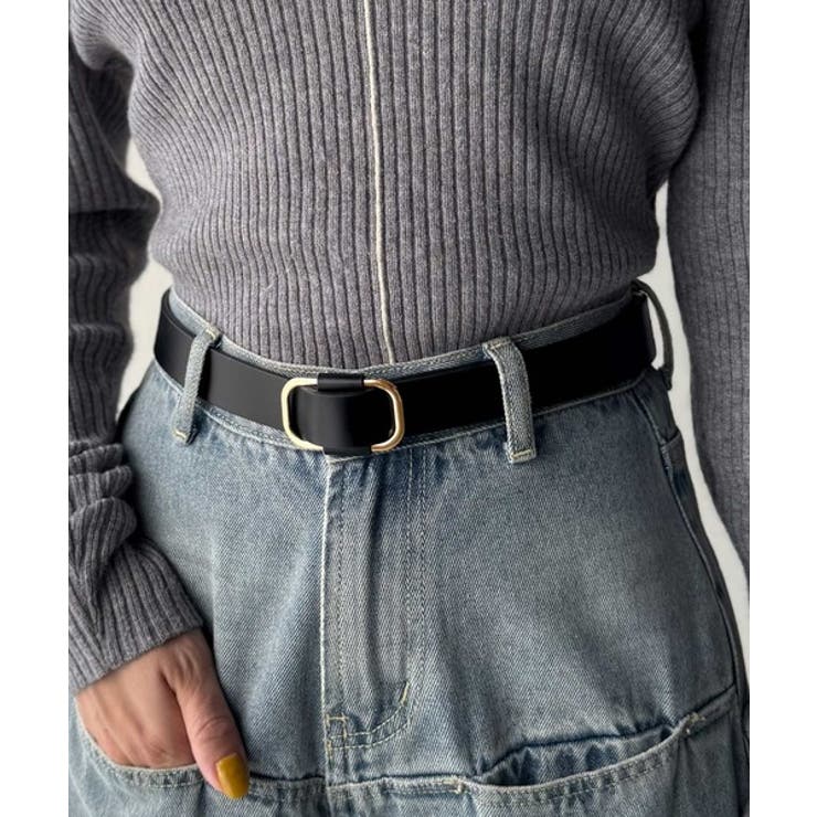 Bブラック | 上質レザーでスタイリングを格上げ◎牛床革ピンレススクエアーバックルレザーベルト | Classical Elf