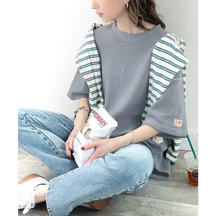 ブルー | ふんわり触感。変形裏毛オーバートップス | Classical Elf 