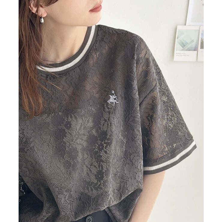 上品レース×スポーティMIXが旬。クロシェ風レースリブラインT 上品レース×スポーティMIXが旬。クロシェ風レースリブラインT