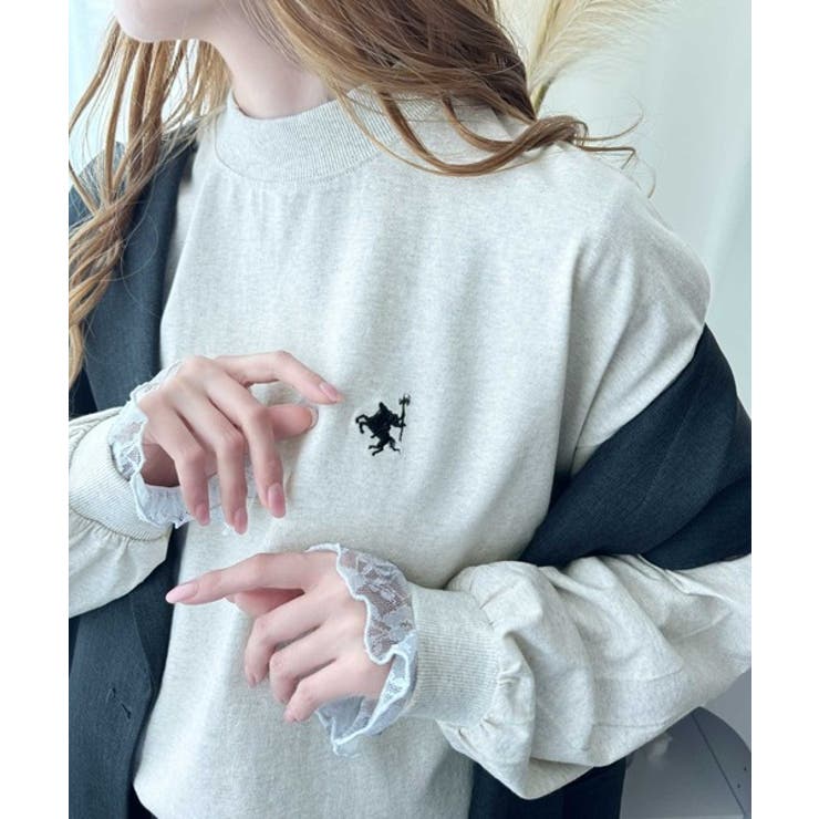 大人リラックススタイル。ワンポイント刺繍モックネック長袖Tシャツ（無地 ボーダー… | Classical Elf  | 詳細画像37 