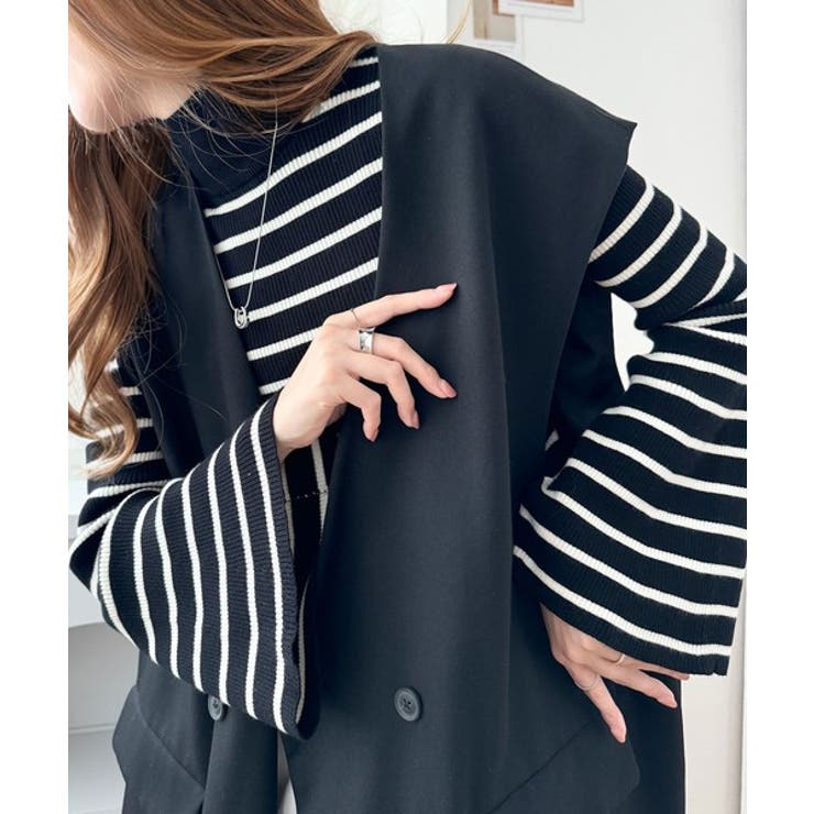 大人かわいいが実現できる。袖フレアハイネックニットプルオーバー（袖配色 無地 ボ… | Classical Elf  | 詳細画像15 