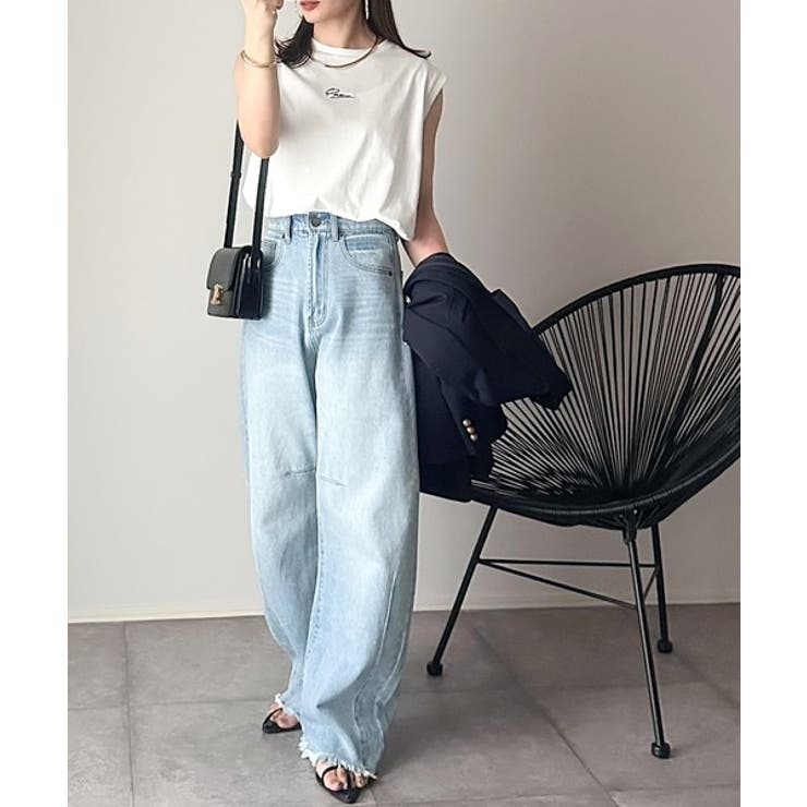 接触冷感♪大人カジュアルを格上げ！胸元ワンポイント刺繍ノースリーブトップ | Classical Elf  | 詳細画像8 