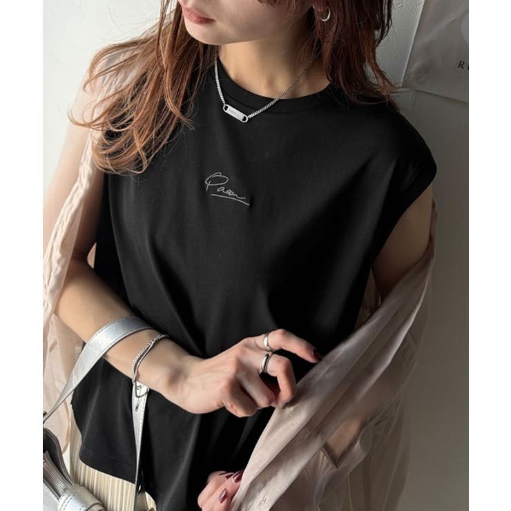 接触冷感♪大人カジュアルを格上げ！胸元ワンポイント刺繍ノースリーブトップ | Classical Elf  | 詳細画像18 