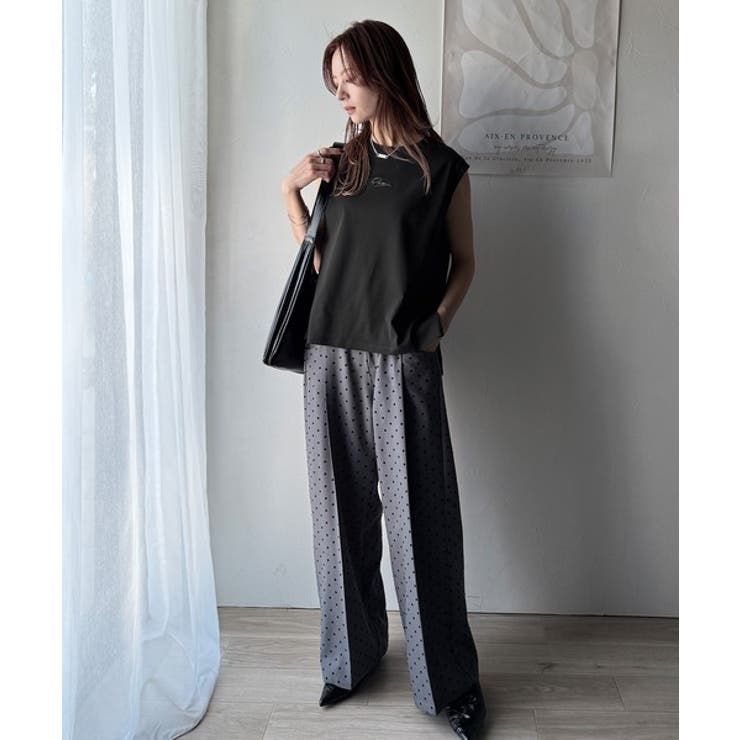 接触冷感♪大人カジュアルを格上げ！胸元ワンポイント刺繍ノースリーブトップ | Classical Elf  | 詳細画像23 