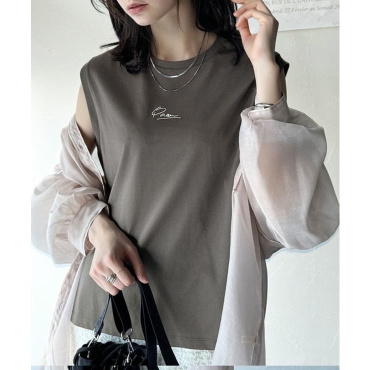 接触冷感♪大人カジュアルを格上げ！胸元ワンポイント刺繍ノースリーブトップ | Classical Elf  | 詳細画像25 