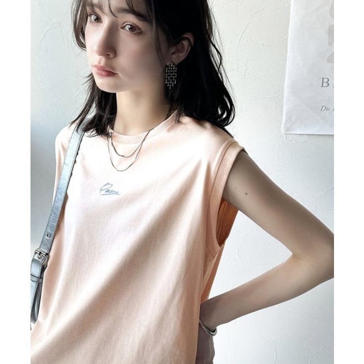 接触冷感♪大人カジュアルを格上げ！胸元ワンポイント刺繍ノースリーブトップ | Classical Elf  | 詳細画像40 