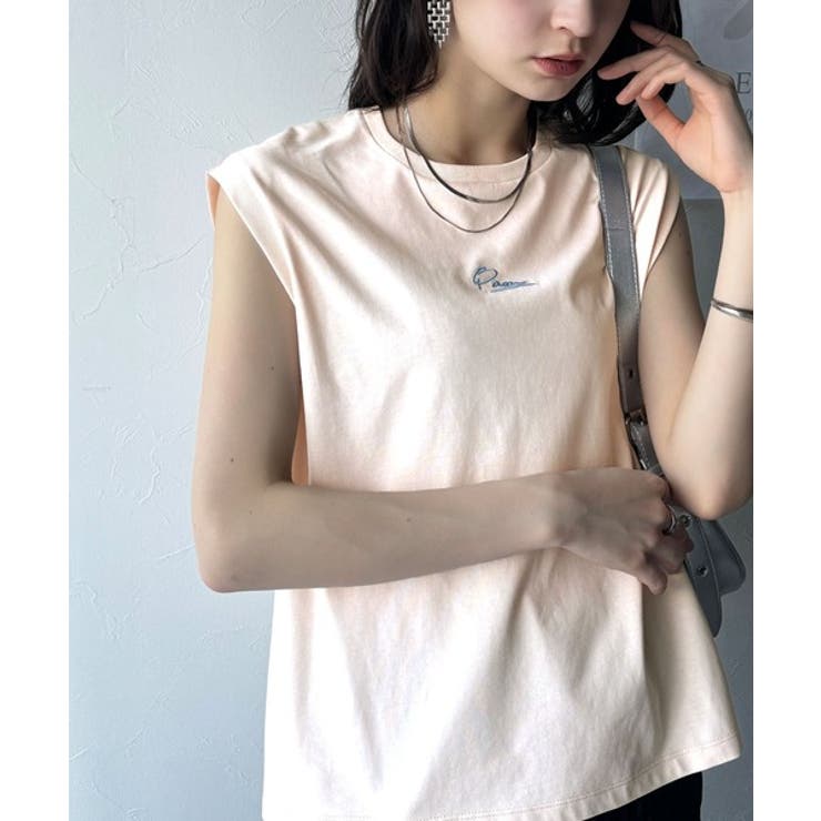 接触冷感♪大人カジュアルを格上げ！胸元ワンポイント刺繍ノースリーブトップ | Classical Elf  | 詳細画像41 