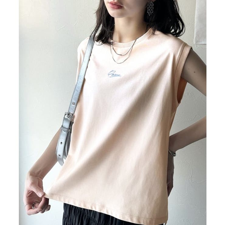 接触冷感♪大人カジュアルを格上げ！胸元ワンポイント刺繍ノースリーブトップ | Classical Elf  | 詳細画像43 