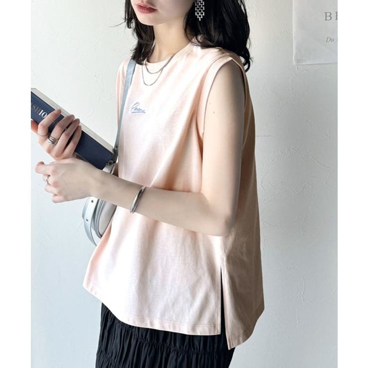 接触冷感♪大人カジュアルを格上げ！胸元ワンポイント刺繍ノースリーブトップ | Classical Elf  | 詳細画像44 