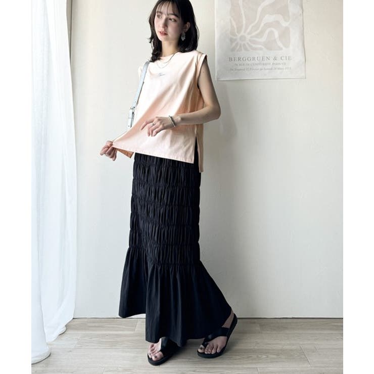 接触冷感♪大人カジュアルを格上げ！胸元ワンポイント刺繍ノースリーブトップ | Classical Elf  | 詳細画像45 