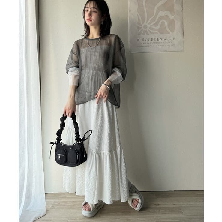 シャリ感素材で魅せる。袖シアー配色シャリシャリ素材サマーニット（長袖） | Classical Elf  | 詳細画像14 