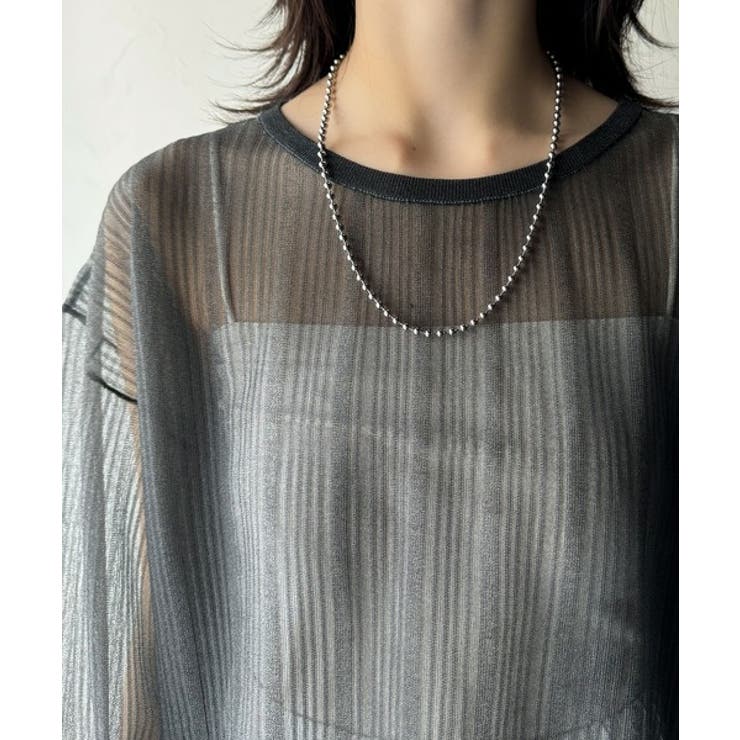 シャリ感素材で魅せる。袖シアー配色シャリシャリ素材サマーニット（長袖） | Classical Elf  | 詳細画像15 