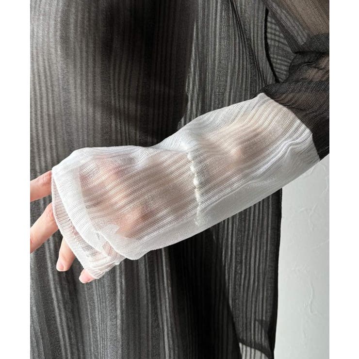 シャリ感素材で魅せる。袖シアー配色シャリシャリ素材サマーニット（長袖） | Classical Elf  | 詳細画像17 