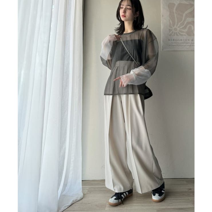 シャリ感素材で魅せる。袖シアー配色シャリシャリ素材サマーニット（長袖） | Classical Elf  | 詳細画像7 