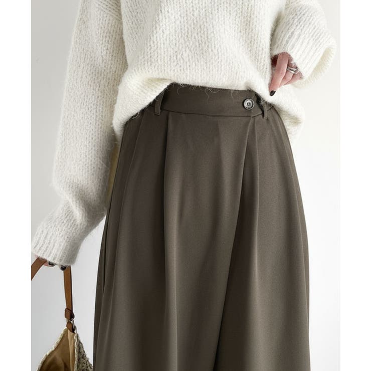 チャコール | 今季トレンドの抜け感がほどよい♪カットジョーゼットワイドラップパンツ | Classical Elf 
