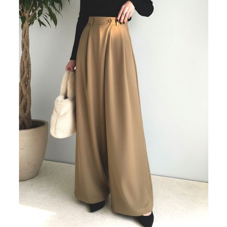 ベージュ | 今季トレンドの抜け感がほどよい♪カットジョーゼットワイドラップパンツ | Classical Elf 
