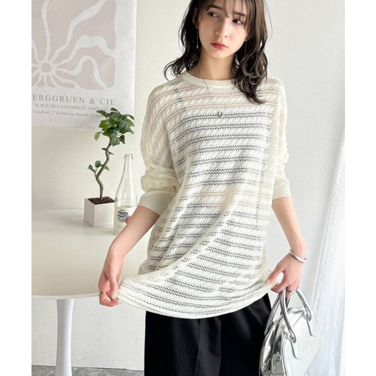 大人の洗練カジュアル。透かし編みケーブル柄ニットプルオーバー（長袖） | Classical Elf  | 詳細画像7 