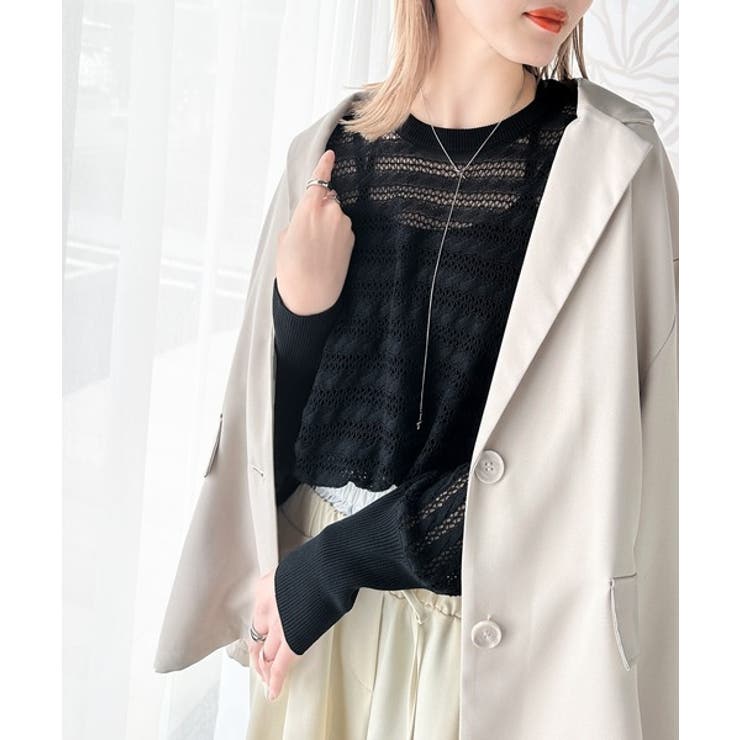 大人の洗練カジュアル。透かし編みケーブル柄ニットプルオーバー（長袖） | Classical Elf  | 詳細画像11 